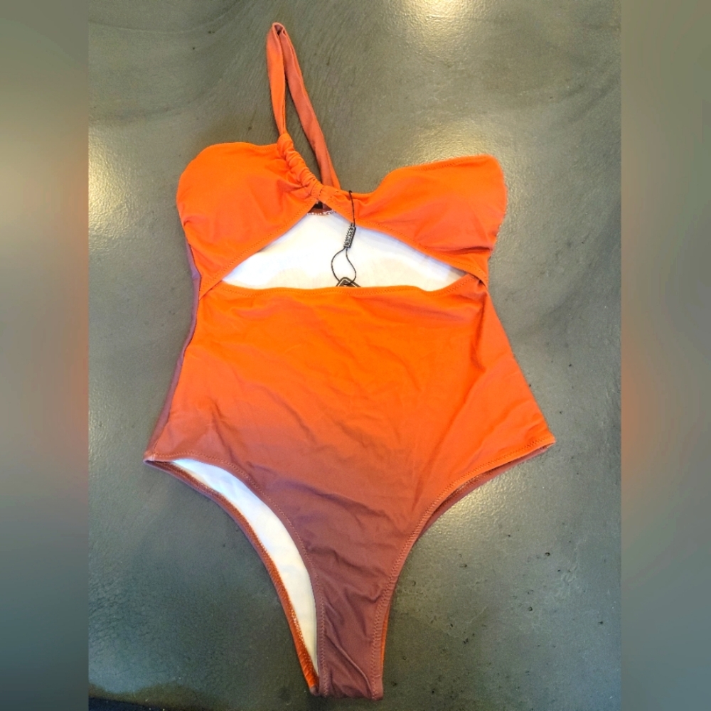 Ombre orange/purple one-piece bikini